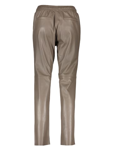 Leren broek beige