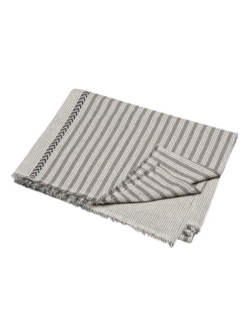 Sommertuch "Diagonalstreifen" in Anthrazit/ Beige - (L)180 x (B)150 cm