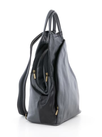 Leder-Rucksack "Novara" in Schwarz/ Grau - (B)29 x (H)34 x (T)13 cm
