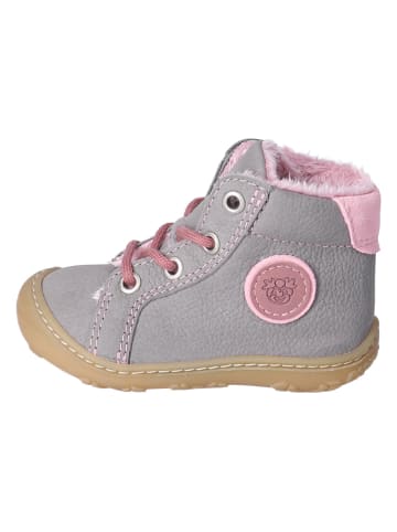 Leren boots "Georgie" grijs/lichtroze