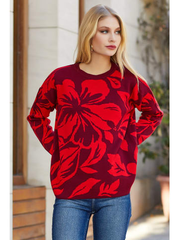 Pullover in Rot/ Bunt