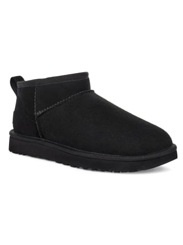 Lammfell-Ankle-Boots in Schwarz