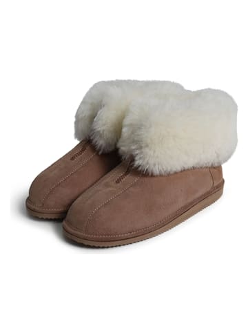 Pantoffels met lamsvacht "Alta" lichtbruin