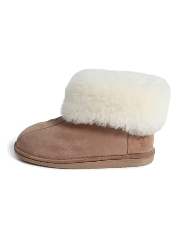 Pantoffels met lamsvacht "Alta" lichtbruin