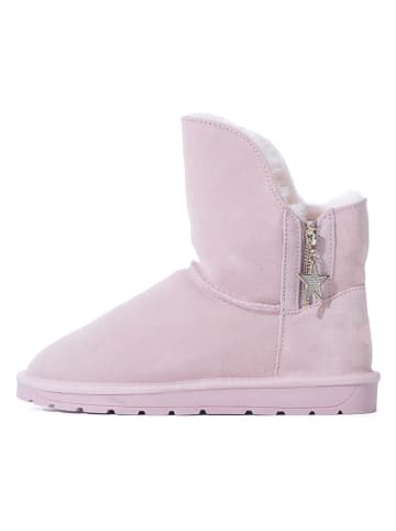 Leren winterboots "Pompon" lichtroze