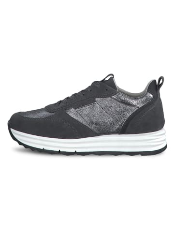 Leder-Sneakers in Schwarz/ Silber