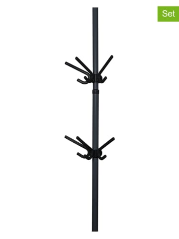 2-delige set: driedubbele haken "Herkules" zwart - (B)29 x (H)12,5 x (D)15 cm