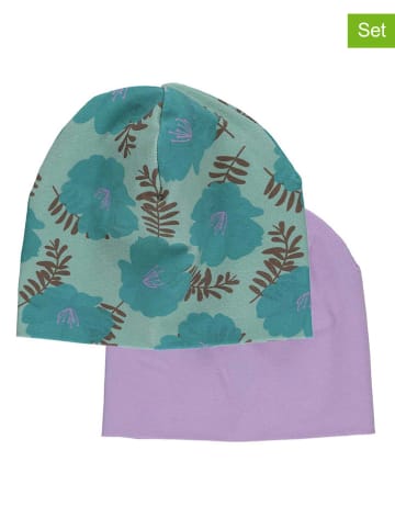 2er-Set: Beanies in Grün/ Lila
