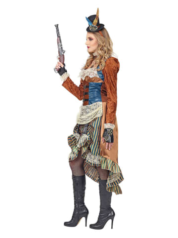 3tlg. Kostüm "Steampunk" in Hellbraun/ Blau
