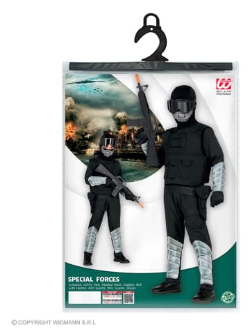 8-delig kostuum "Special forces" zwart/grijs/zilverkleurig