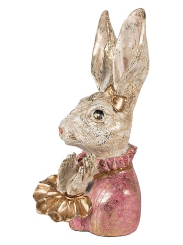 Dekofigur "Kaninchen" in Beige/ Rosa - (B)12 x (H)24 x (T)11 cm