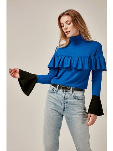 Blouse zwart/blauw