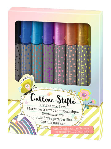 Outline-stiften "Flowers & Friends" - 8 stuks - meerkleurig
