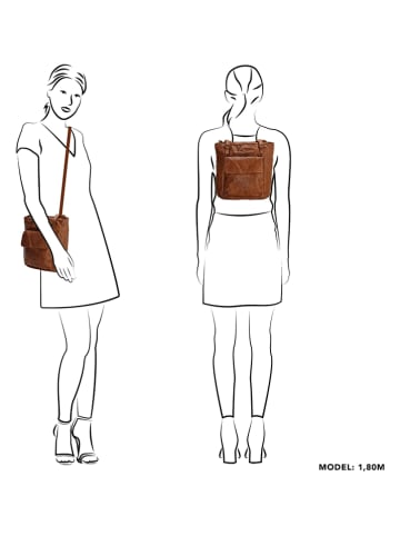 Leder-Rucksack in Cognac - (B)26,5 x (H)23 x (T)10 cm