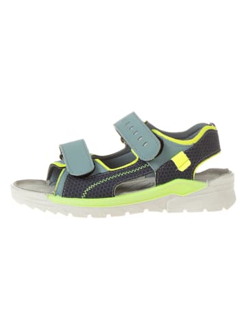 Sandalen in Petrol/ Neongelb