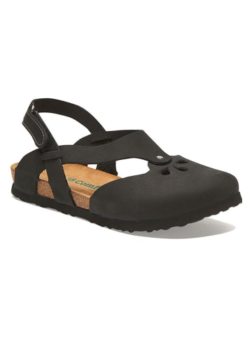 Leder-Halbsandalen in Anthrazit