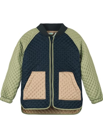 Thermo-Jacke in Grün/ Schwarz/ Beige