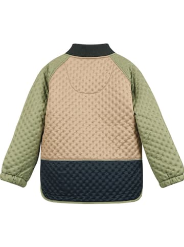 Thermo-Jacke in Grün/ Schwarz/ Beige