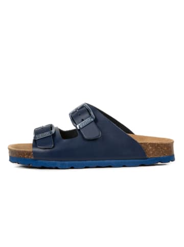 Leren slippers donkerblauw