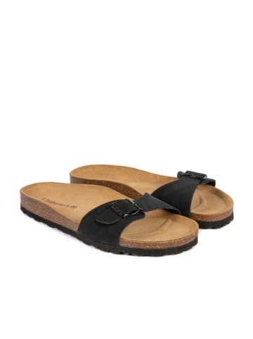 Leder-Pantoletten in Schwarz