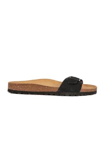 Leder-Pantoletten in Schwarz