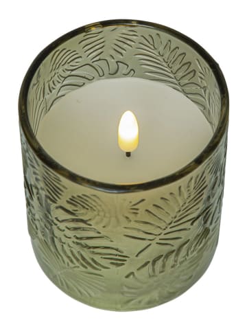 Świeca LED "Flame Leaf" w kolorze zielonym - wys. 10 cm