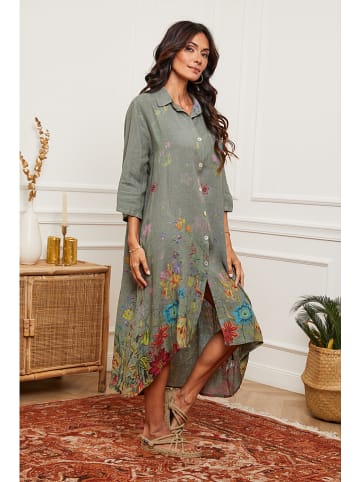 Leinen-Kleid "Faroudja" in Khaki