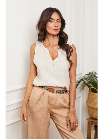 Leinen-Top "Harley" in Creme