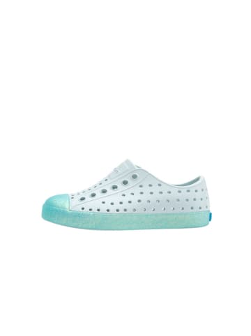 Slipper in Türkis/ Weiß