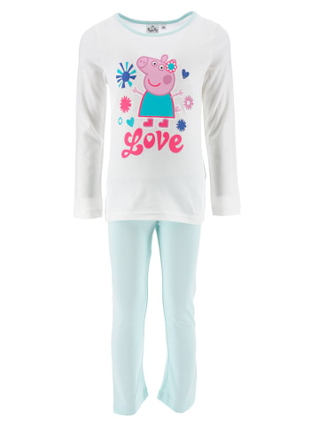 Pyjama in Weiß/ Hellblau