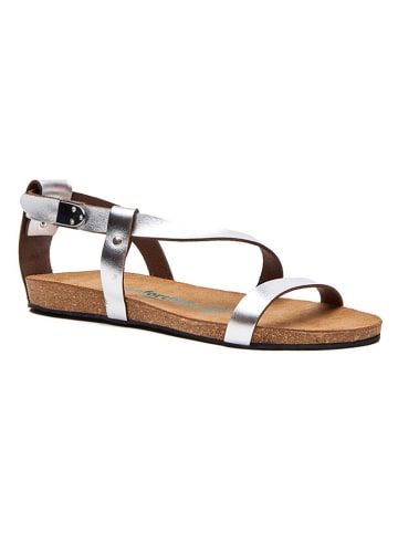 Leder-Sandalen in Silber