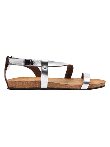 Leder-Sandalen in Silber