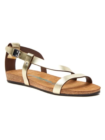 Leder-Sandalen in Gold