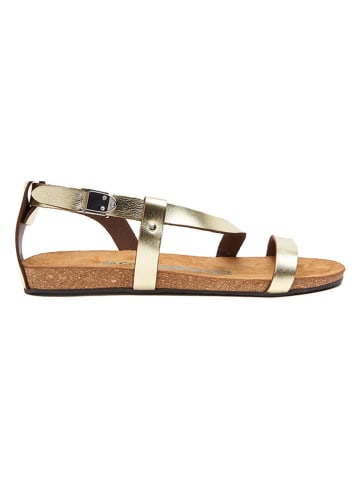 Leder-Sandalen in Gold