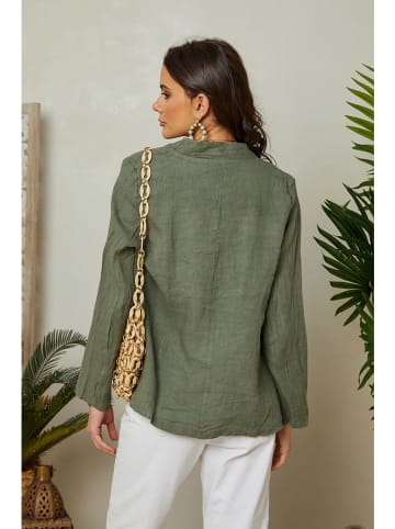 Leinen-Blazer in Khaki