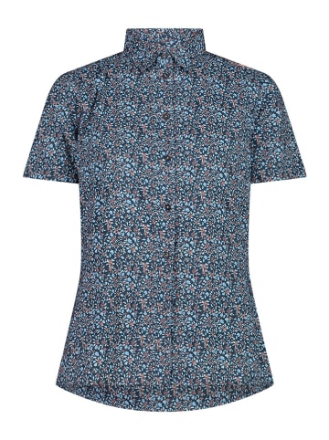 Functionele blouse donkerblauw/turquoise