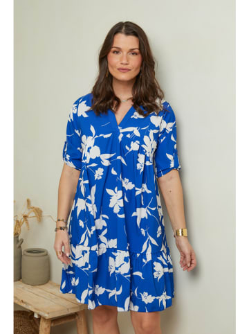 Jurk blauw/wit