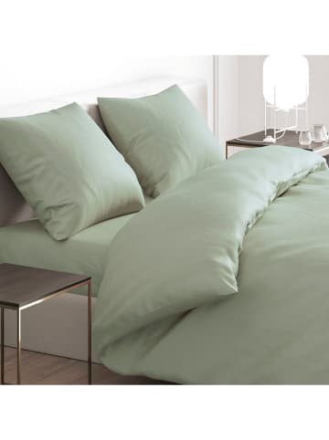 Satin-Bettwäsche-Set "Uni" in Grün