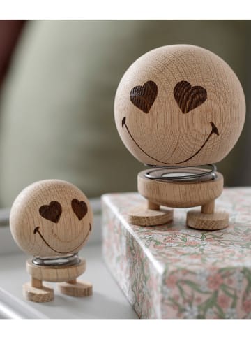 Dekofigur "Smiley Love S" in Eiche - (B)5,6 x (H)6,6 x (T)4,5 cm