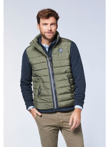Doorgestikte bodywarmer kaki