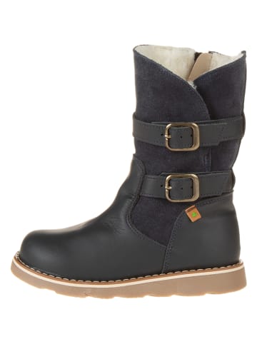 Leren winterlaarzen donkerblauw
