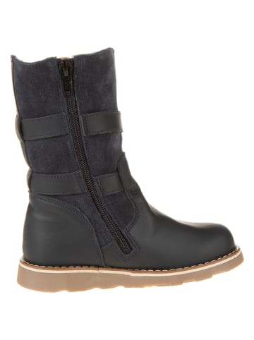Leder-Winterstiefel in Dunkelblau