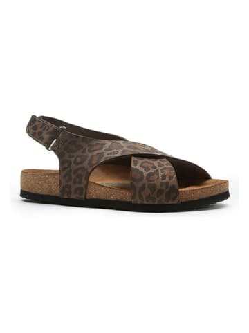 Leren sandalen bruin/zwart
