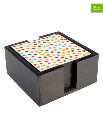 7tlg. Set: Untersetzer "Artistic" in Schwarz/ Bunt - (B)12 x (H)5,5 x (T)12 cm