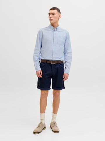 Blouse "Classic" - slim fit - wit/lichtblauw