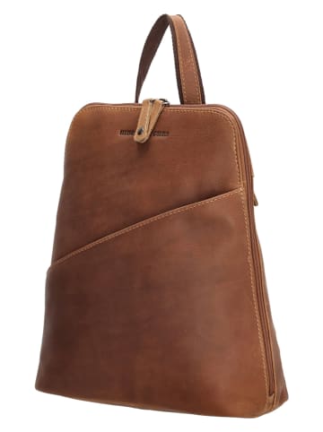 Leder-Rucksack in Cognac - (B)24 x (H)29 x (T)10 cm