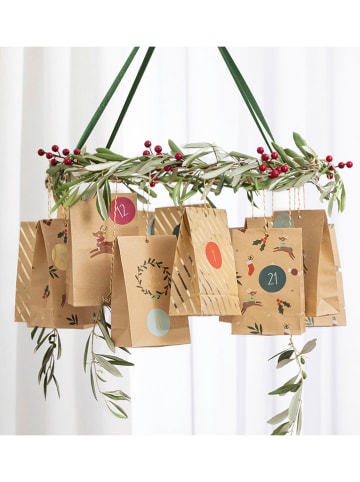 49tlg. Adventskalender-Set "Oh Deer" in Beige