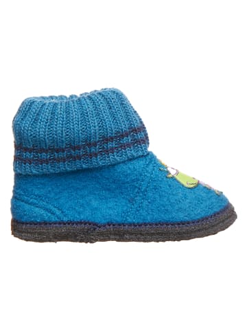 Hüttenschuhe "Drache" in Blau