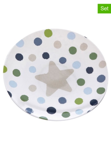 2er-Set: Frühstücksteller "Niki" in Grün/ Blau/ Grau - Ø 15 cm