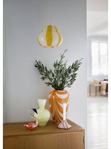 Kerzenständer in Weiß/ Orange - (B)12 x (H)11,5 x (T)6,5 cm